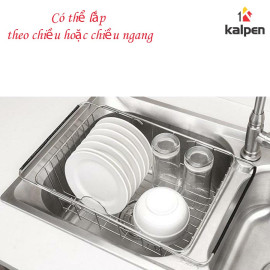 Giá Inox gác chậu rửa bát điều chỉnh thông minh Kalpen có khe đĩa - Hàng Việt Nam xuất Nhật