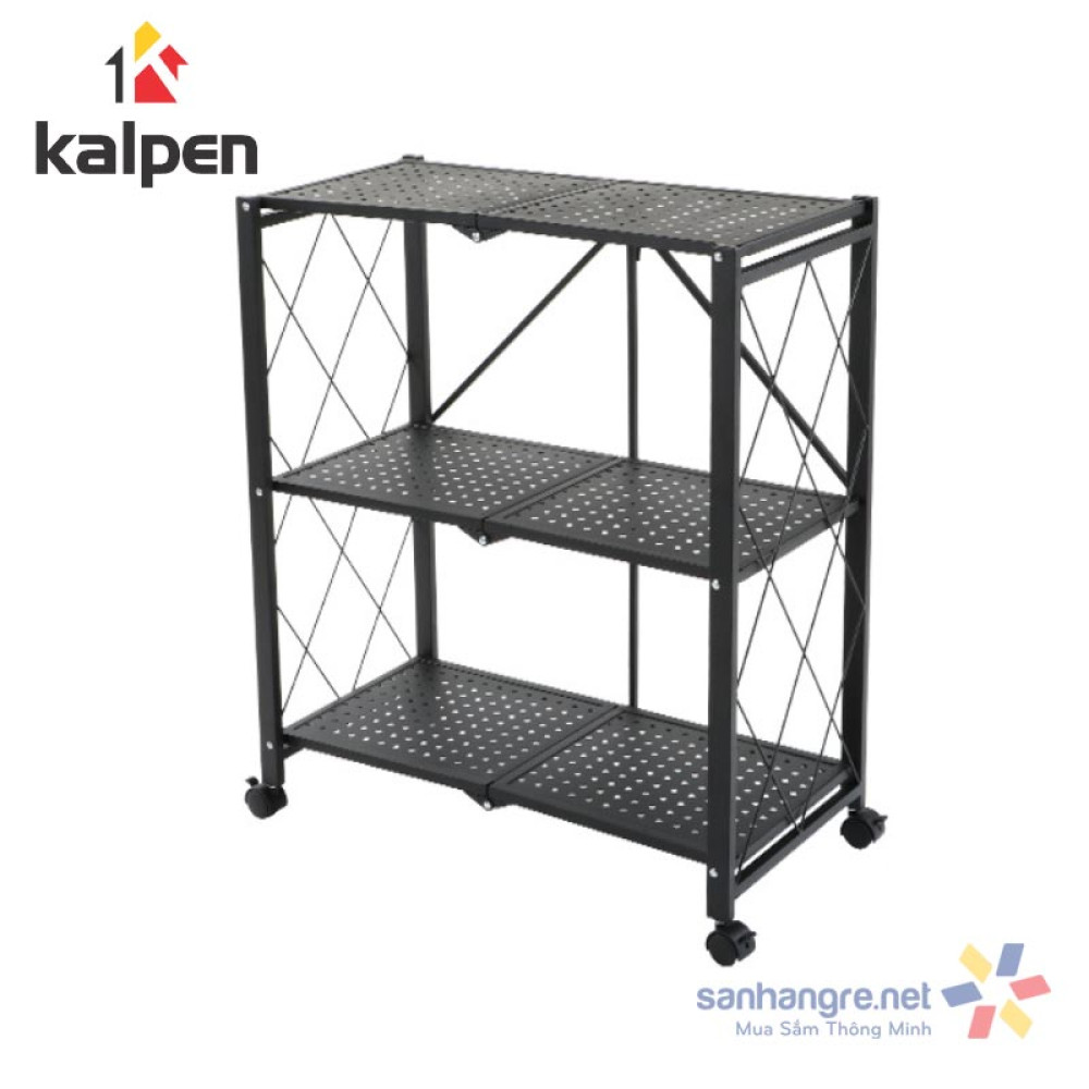 Kệ xếp gấp gọn di động thông minh Kalpen 3 tầng hàng xuất Nhật - 71.5x34x87cm
