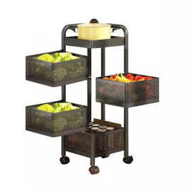 Kệ rổ xoay vuông 4 tầng đa năng Kalpen có bánh xe xoay 360 độ xuất Nhật