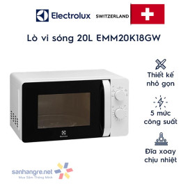 Lò vi sóng Electrolux dung tích 20 lít EMM20K18GW - Bảo hành 24 tháng