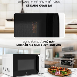 Lò vi sóng Electrolux dung tích 20 lít EMM20K18GW - Bảo hành 24 tháng