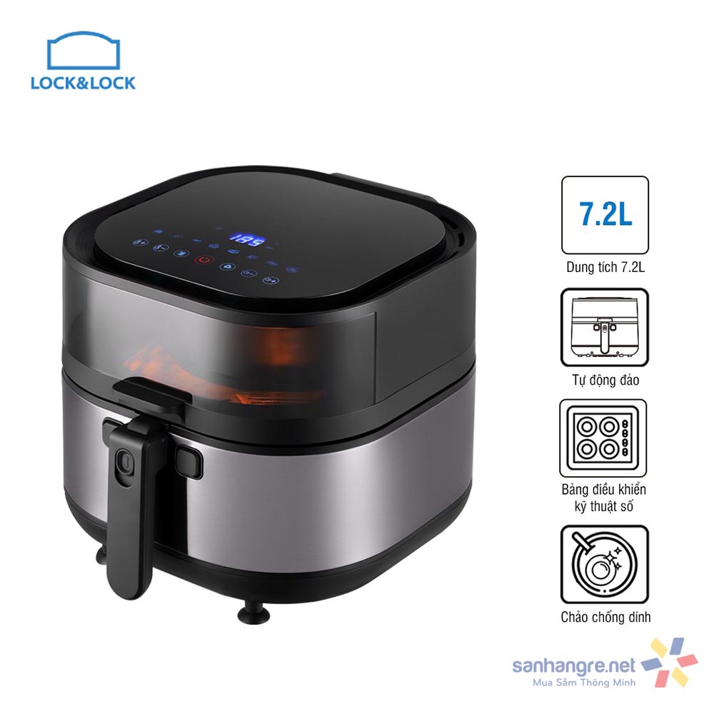 Nồi chiên không dầu Lock&Lock Visible Stirring Air Fryer 7.2 lít EJF596BLK