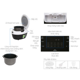Nồi cơm điện tử Cuckoo dung tích 1.8 lít CR-1020F bảo hành chính hãng 12 tháng - Đen