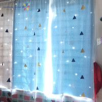 Rèm cửa dán tường 2 lớp xanh thâm màu kèm họa tiết kích thước 0,8x1,5m