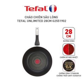 Chảo chiên xào chống dính sâu lòng Tefal Unlimited G2551902 size 28cm - Made in France