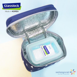 Túi giữ nhiệt hình chữ nhật Glasslock màu xanh size 23x15x14cm - Made in Korea