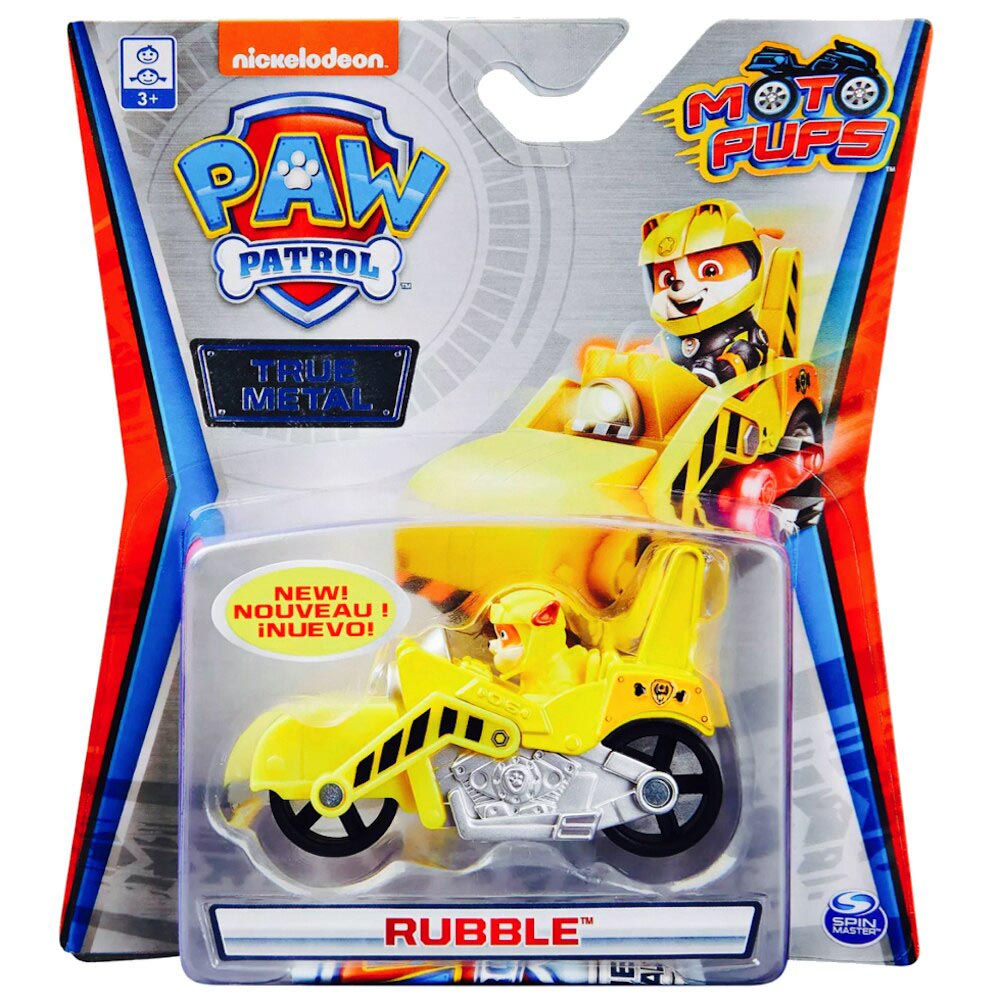 Xe mô tô cứu hộ Paw Patrol True Metal tỷ lệ 1:55 - Rubble phiên bản Moto Pups