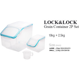 Bộ 2 thùng đựng gạo 10kg và 2.5kg có bánh xe Lock&lock HPL510MS2