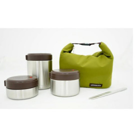 Bộ 3 Hộp Cơm Inox 304 Lock&Lock Mushroom Hot Tank Lunch Box - LHC8025SLV