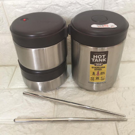 Bộ 3 Hộp Cơm Inox 304 Lock&Lock Mushroom Hot Tank Lunch Box - LHC8025SLV