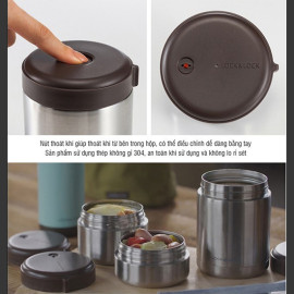 Bộ 3 Hộp Cơm Inox 304 Lock&Lock Mushroom Hot Tank Lunch Box - LHC8025SLV