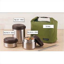 Bộ 3 Hộp Cơm Inox 304 Lock&Lock Mushroom Hot Tank Lunch Box - LHC8025SLV