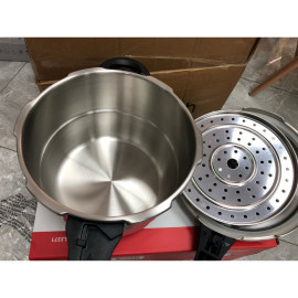 Nồi áp suất 3 đáy Inox 304 Elmich 22cm dung tích 5.5L EL3371 dùng bếp từ kèm xửng hấp