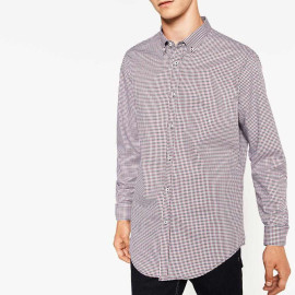 Áo sơ mi nam dài tay Slim Fit Zara Man hàng xuất - Caro xanh đỏ