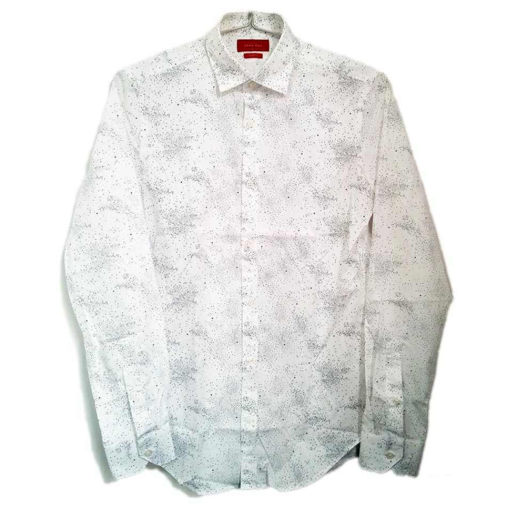 Áo sơ mi nam dài tay Slim Fit Zara Man hàng xuất - Trắng chấm đen