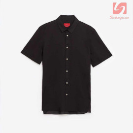Áo sơ mi nam ngắn tay Slim Fit Zara Man hàng xuất EU - Đen hơi nâu