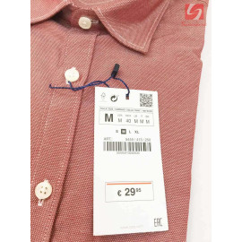 Áo sơ mi nam ngắn tay Slim Fit Zara Man hàng xuất EU - Đỏ