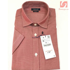 Áo sơ mi nam ngắn tay Slim Fit Zara Man hàng xuất EU - Đỏ