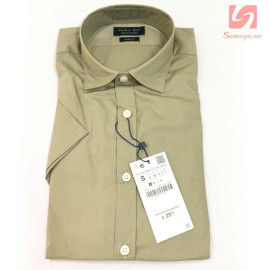 Áo sơ mi nam ngắn tay Slim Fit Zara Man hàng xuất EU - Nâu Khaki