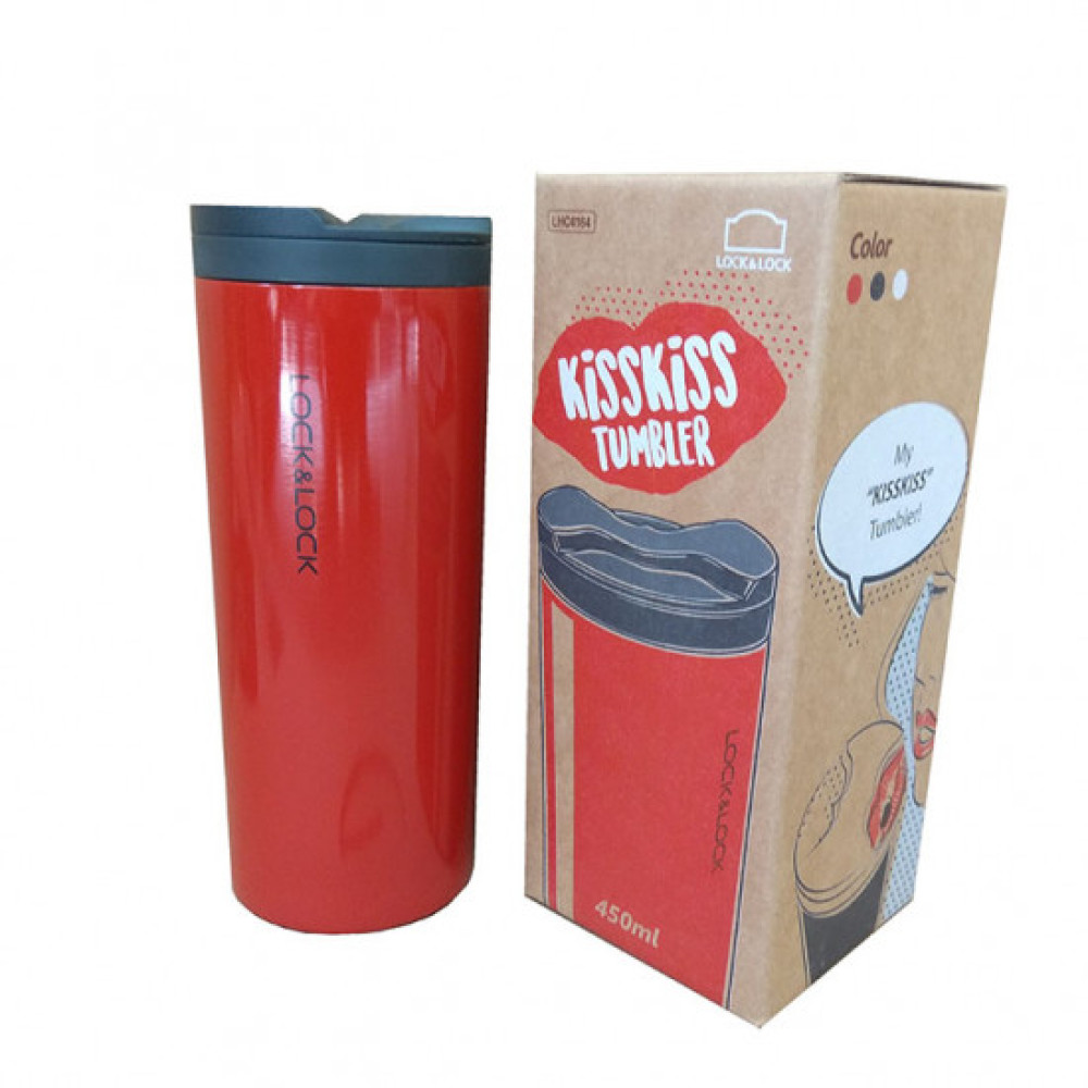 Bình Giữ Nhiệt Lock&Lock Hot&Cool KissKiss Tumbler 450ml Màu Đỏ