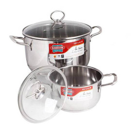 Bộ 2 Nồi Inox 3 Đáy Sunhouse Nắp Kính - SH8882G