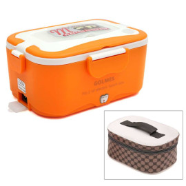 Hộp cơm hâm nóng tự động ruột Inox Golmes kèm túi (Cam)