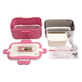 Hộp cơm hâm nóng tự động ruột Inox Golmes kèm túi (Hồng)