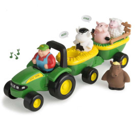 Đồ chơi xe chở động vật nông trại John Deere Animal Sounds Hay Ride phát nhạc