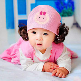 Mũ len Hàn Quốc phối tóc giả cho bé yêu