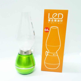 Đèn dầu LED điện tử DPLED LL01 sạc USB thổi hơi tắt mở - Xanh lá