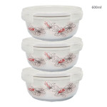 Bộ 3 thố gốm sứ cao cấp Hoa Ly Food Container DongHwa 600ml