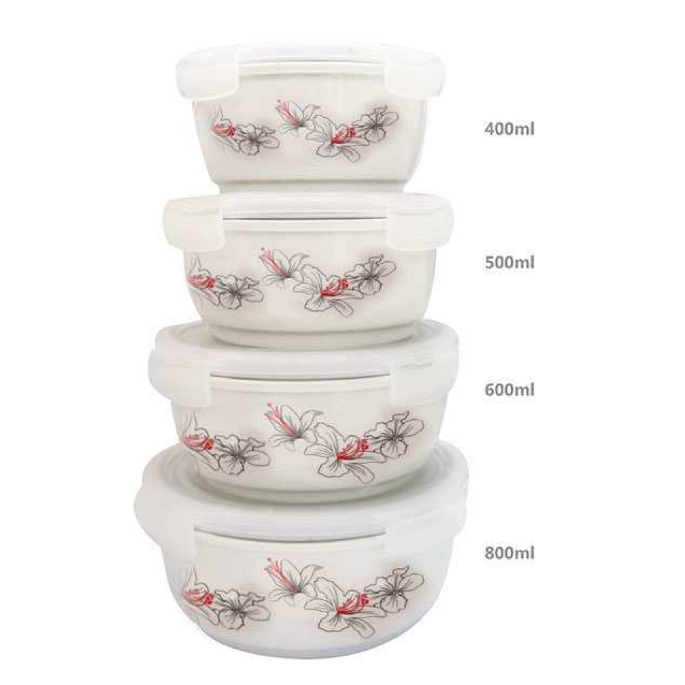 Bộ 4 thố gốm sứ cao cấp Hoa Ly Food Container DongHwa B1505S4