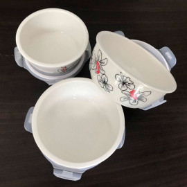 Bộ 3 thố gốm sứ cao cấp Hoa Ly Food Container DongHwa 400ml