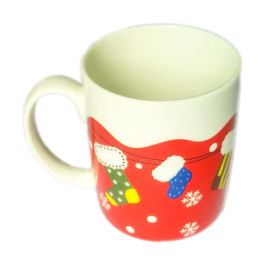 Cốc sứ Hàn Quốc có quai hình Merry Christmas (Bít tất Noel)