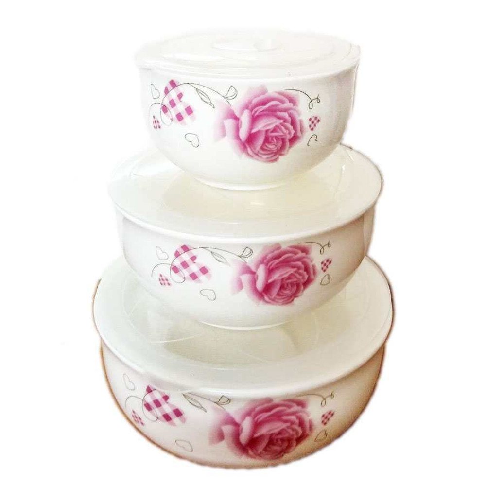 Bộ 3 bát sứ đựng thực phẩm hoa hồng Nutifood