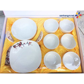 Bộ 12 món tô, bát, đĩa sứ Ceramic Hoa đào Panasonic