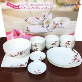 Bộ 12 món tô, bát, đĩa sứ Ceramic Hoa đào Panasonic