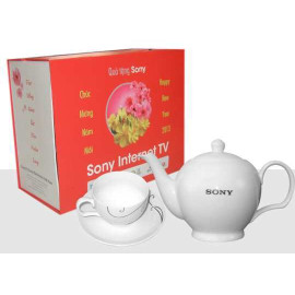 Bộ ấm trà hoa tiên sứ xương Sony