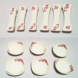 Bộ bát đĩa sứ xương hoa đào Nhật Bản ZoomHome