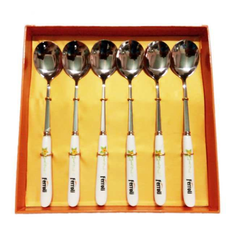 Bộ 6 thìa Inox cao cấp cán sứ Ferroli