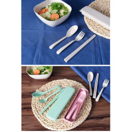 Bộ đũa thìa dĩa làm từ thân lúa mạch A533 xuất Hàn Quốc
