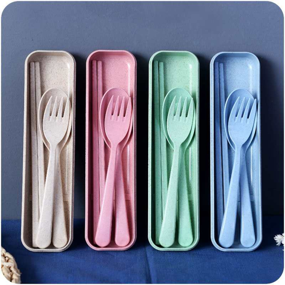 Bộ đũa thìa dĩa làm từ thân lúa mạch A533 xuất Hàn Quốc