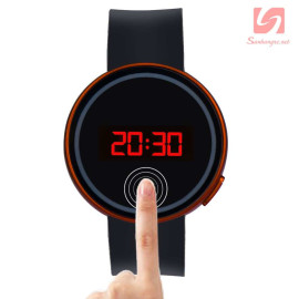 Đồng hồ LED tròn mặt cảm ứng JSS 1797 - Cam