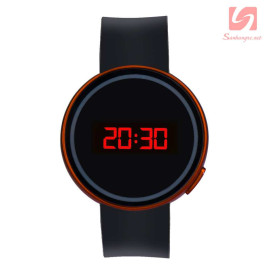Đồng hồ LED tròn mặt cảm ứng JSS 1797 - Cam