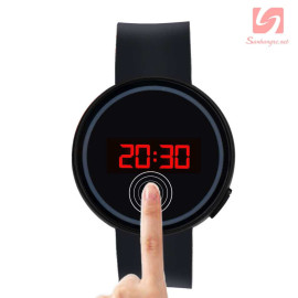 Đồng hồ LED tròn mặt cảm ứng JSS 1797 - Đen