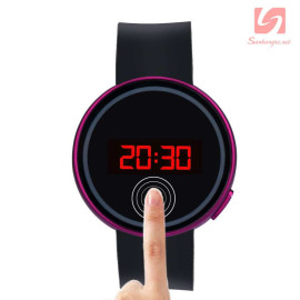 Đồng hồ LED tròn mặt cảm ứng JSS 1797 - Tím