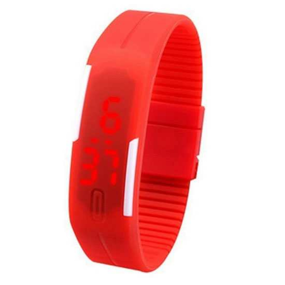 Đồng hồ LED silicon kiêm vòng tay thời trang - Đỏ