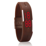 Đồng hồ LED silicon kiêm vòng tay thời trang - Nâu