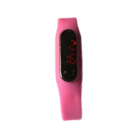 Đồng hồ LED mặt kính mini dây Silicon kiêm vòng tay thời trang - Hồng tím