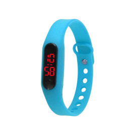 Đồng hồ LED mặt kính mini dây Silicon kiêm vòng tay thời trang - Xanh ngọc